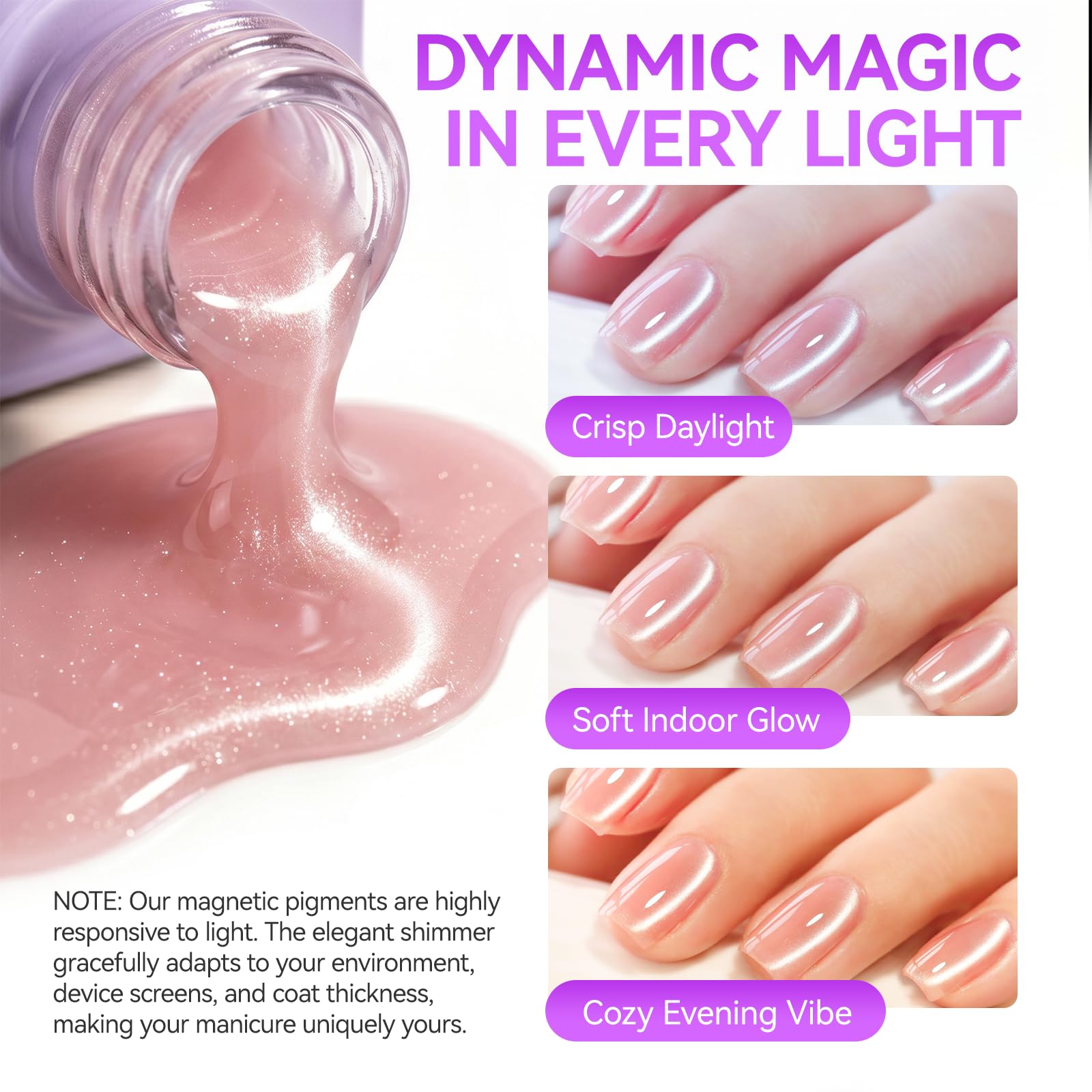 Cat Eye Gel Nail Polish Set: Highly Pigmented Color with 1-Coat Coverage