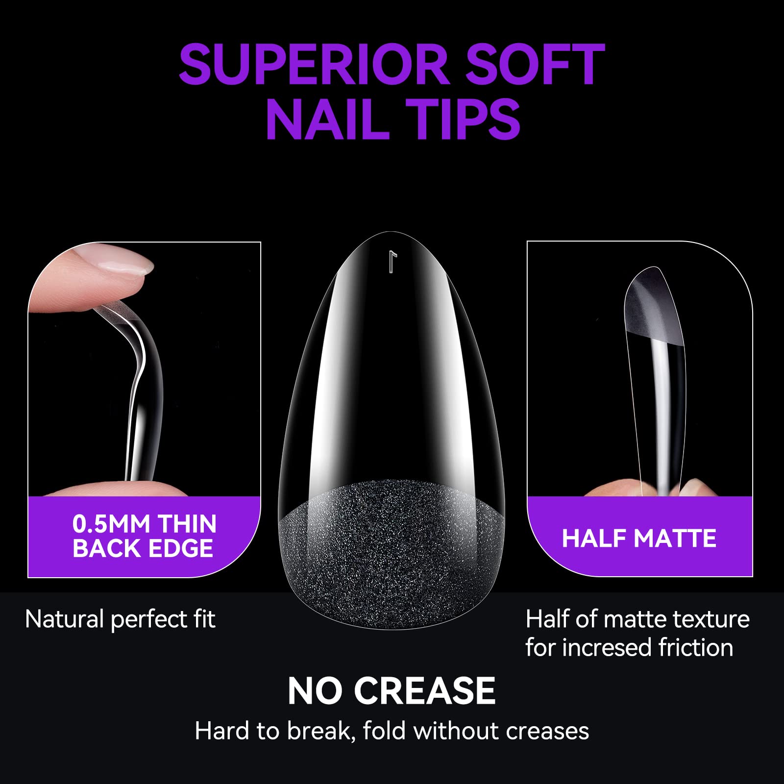 Soft Gel Nail Tips for DIY: 240Pcs 10Size Full Cover Set for All Nails