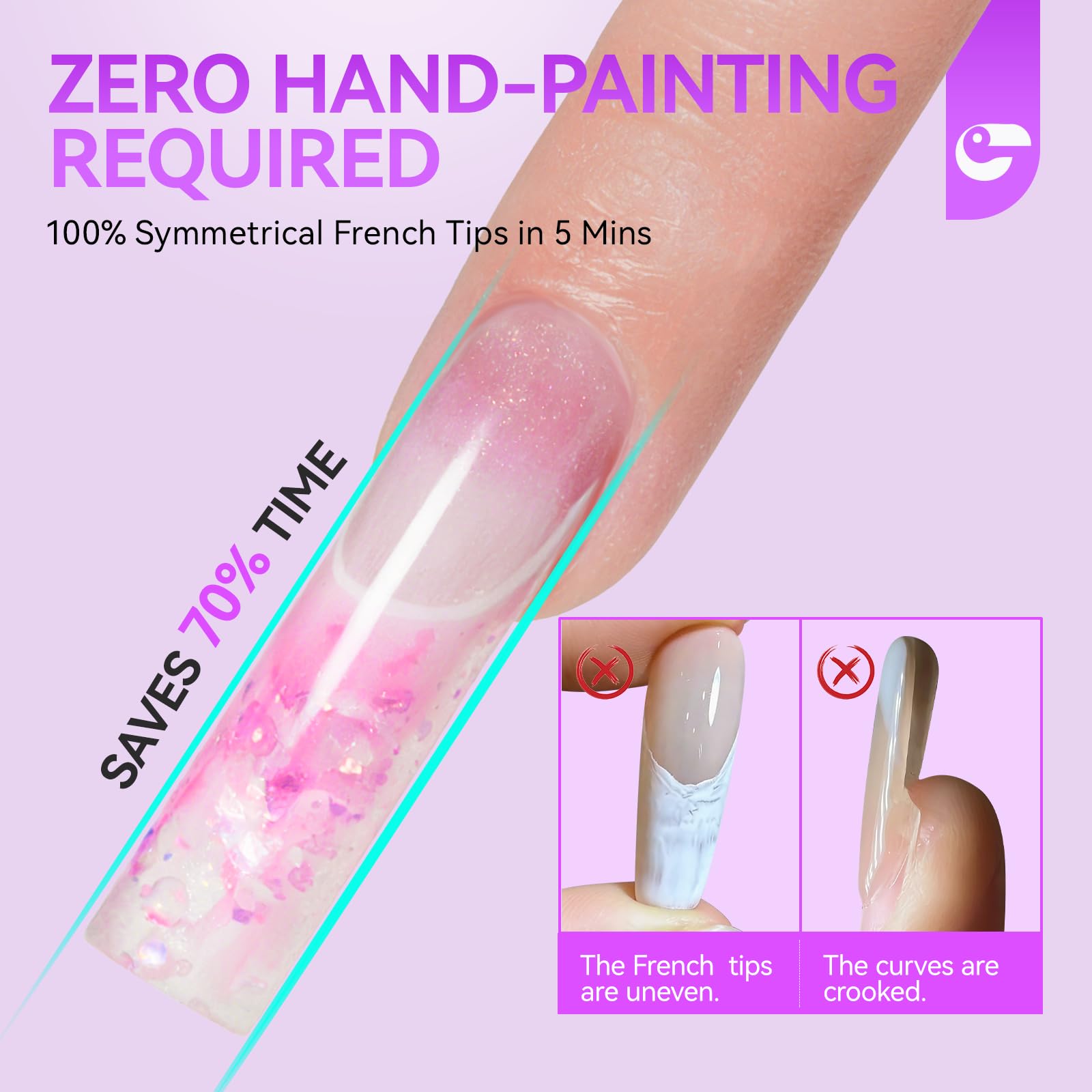 Gelike EC Dual Forms for Builder Gel: Square Space French Dual Nail