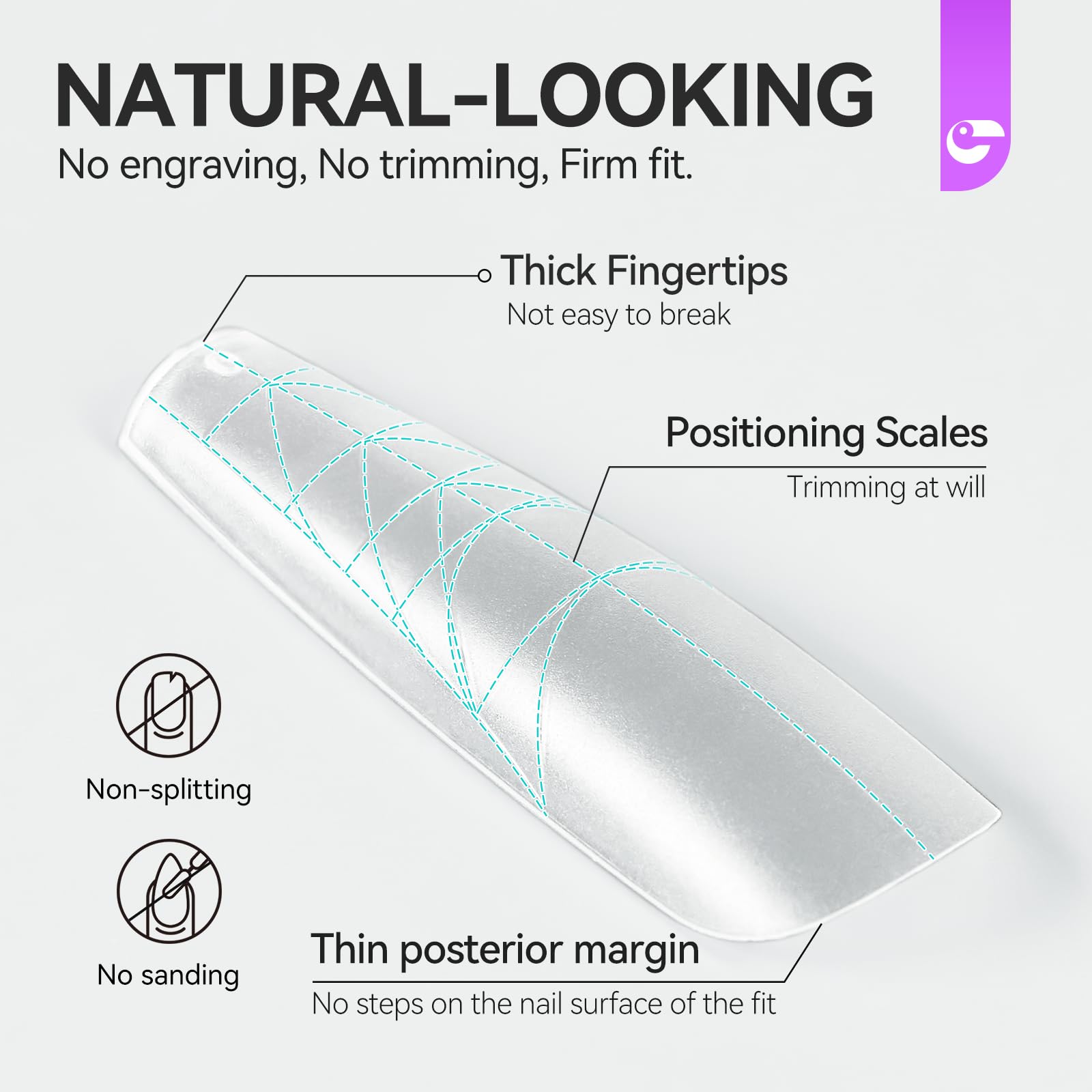 gelike ec Nail Tips for Salon: 100Pcs Coffin 3-in-1 Quick French Matte Tips