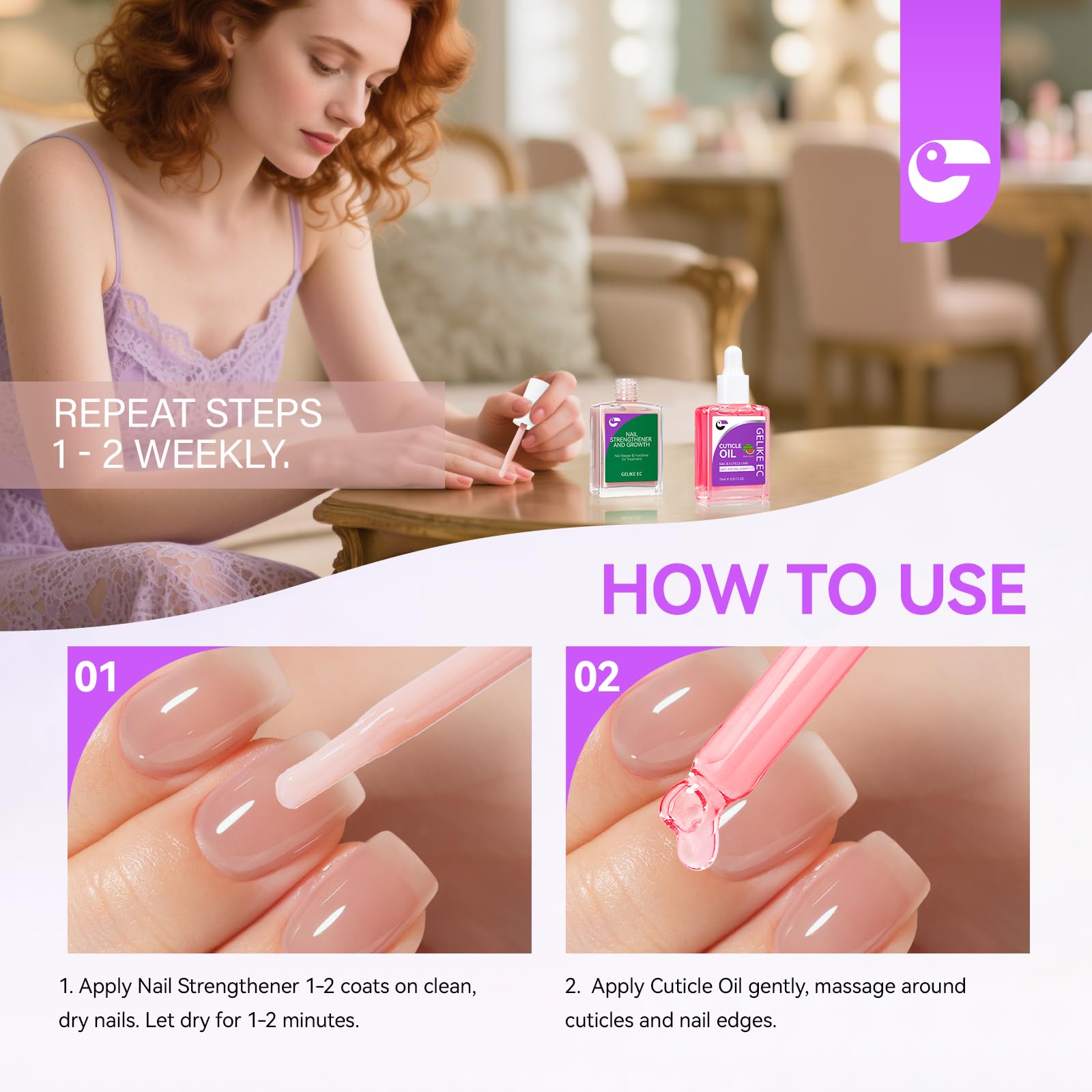 Gelike EC Professional Nail Care Kit: Protein Care for Dry Weak Nails