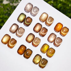 Mocha Amber Cat Eye Gel Polish Set,12 Pretty Fall Colors,Rich Shimmer,16ml