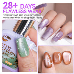 Cat Eye Gel Polish Set: Intense Magnetic Pull Creates Silky Glow in 1 Sec