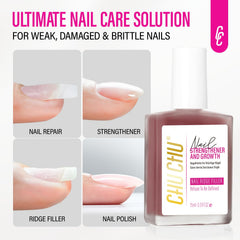 Nail Repair for Women: 8 in 1 Coral Red Nail Hardener Strengthener
