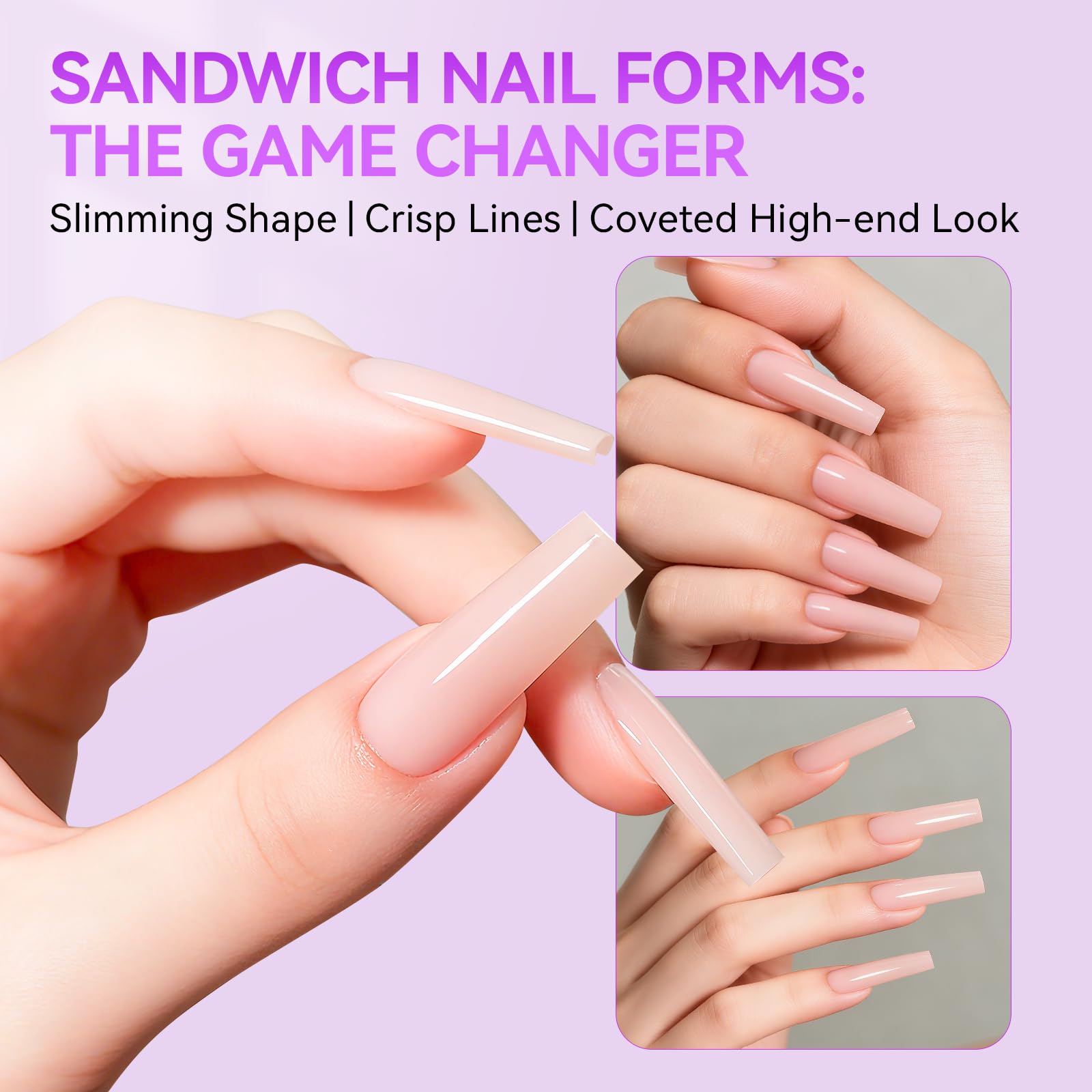 Gelike EC Sandwich Dual Nail Forms: Save 70% Times for Reusable Extensions