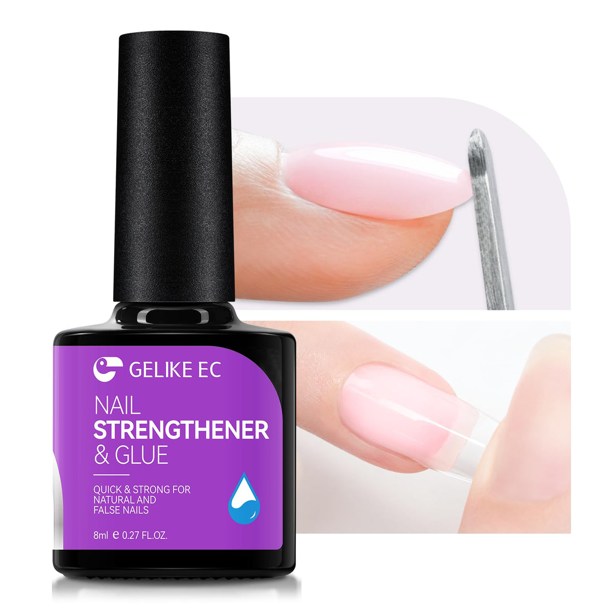 Gelike EC 6-in-1 Jelly Builder Gel Nail Glue:Blissful Blush Pink UV Rubber Base Gel for Apex Building – Extra Strong Adhesive for Press On & Acrylic Nail Tips for Home DIY Girls Gift