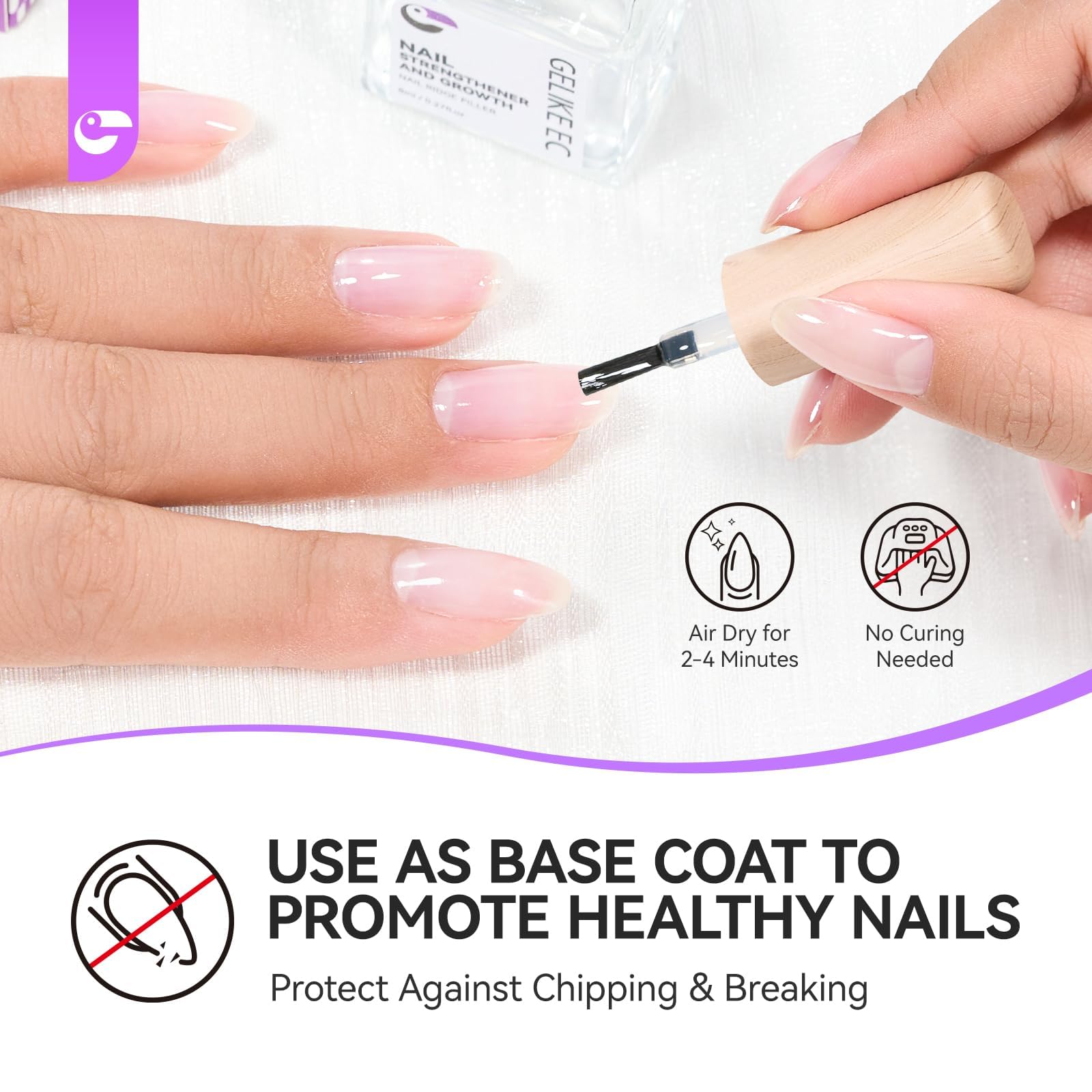 Nail Ridge Filler For Damaged Nails: Gelike ec 8 in 1 Nail Strengthener for Thin Nails and Growth - Protein Nail Ridge Filler with Top Coat Free