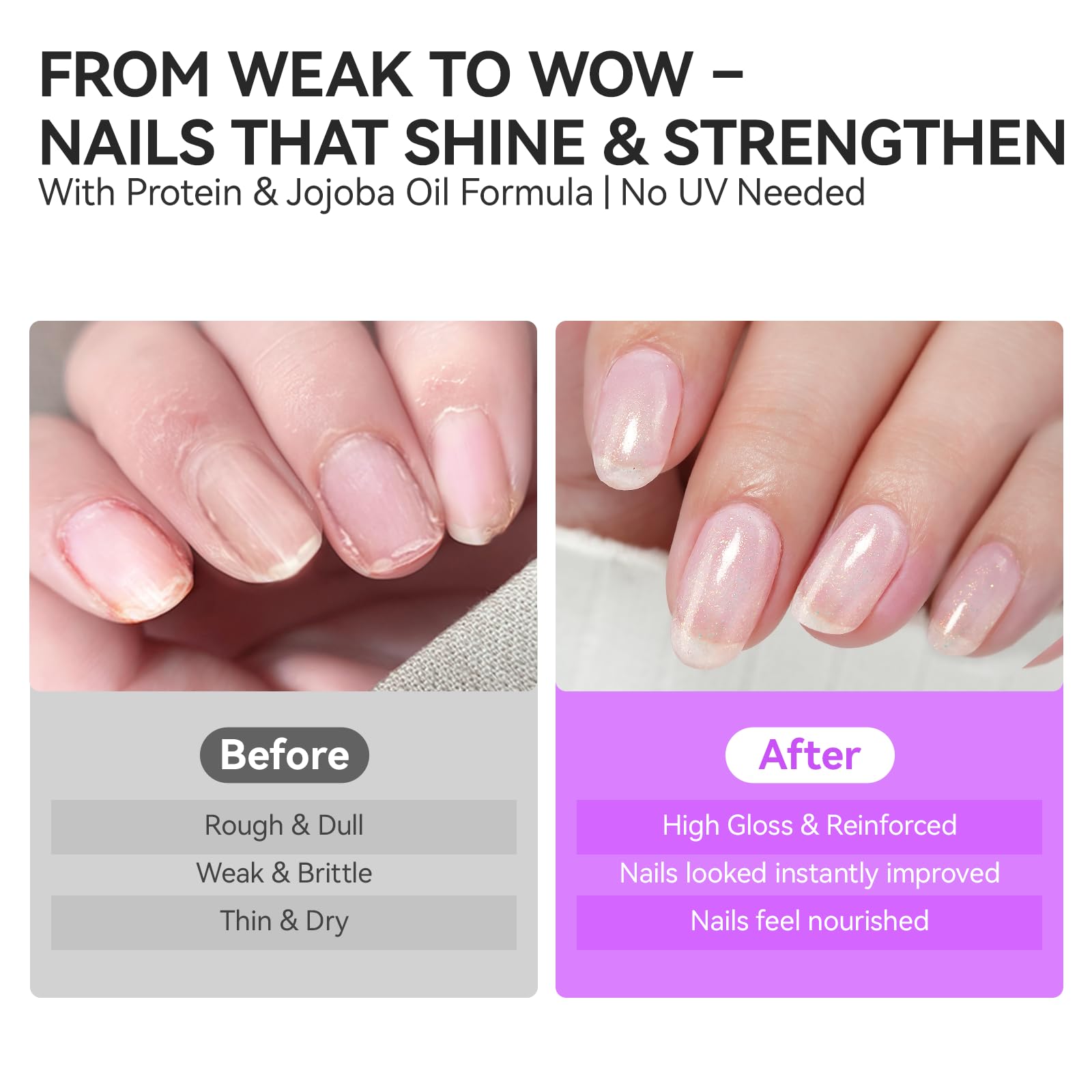 gelike ec Nail Hardener Strengthener Polish: Glitter Pearl for Weak Nails
