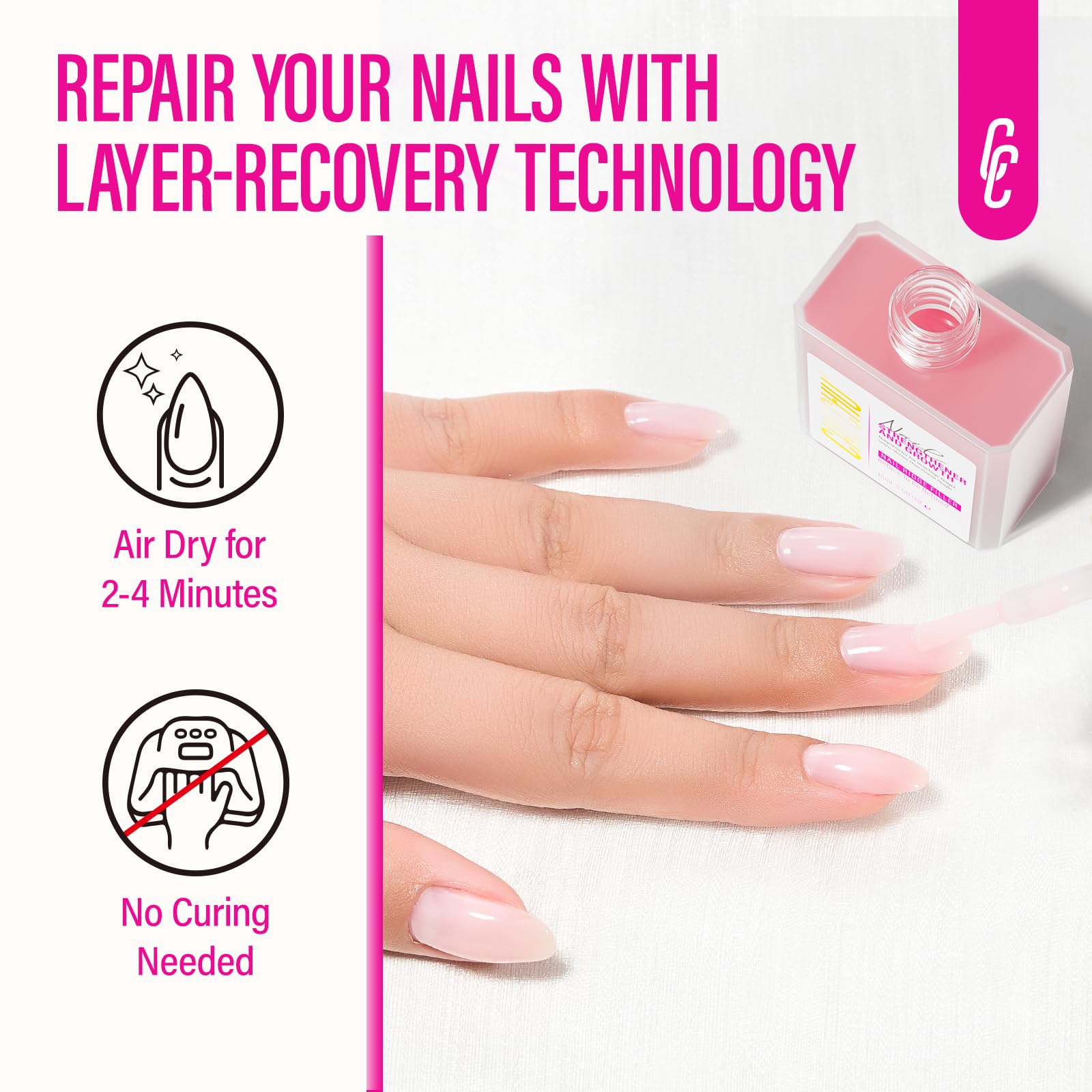 Nail Repair for Women: 8 in 1 Sheer Pink Nail Hardener Strengthener