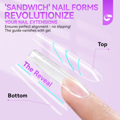Gelike EC Sandwich Dual Nail Forms: Save 70% Times for Reusable Extensions