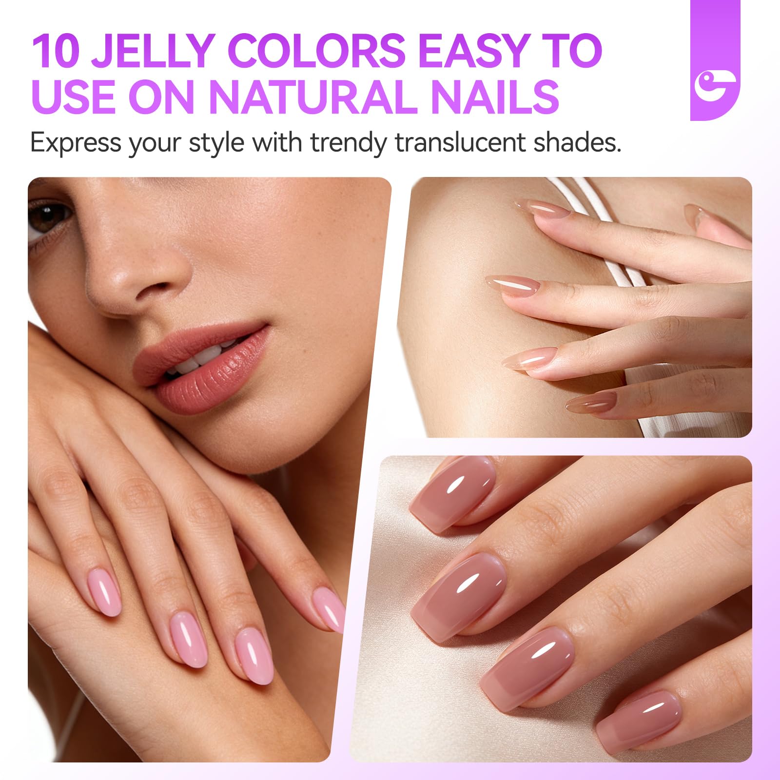 gelike ec Gel Nail Polish Set: HEMA & TPO Free Hypoallergenic Formula Professional Soak Off UV LED Gel Polish for Natural & Fake Nails (10 Gel Colors Jelly set)