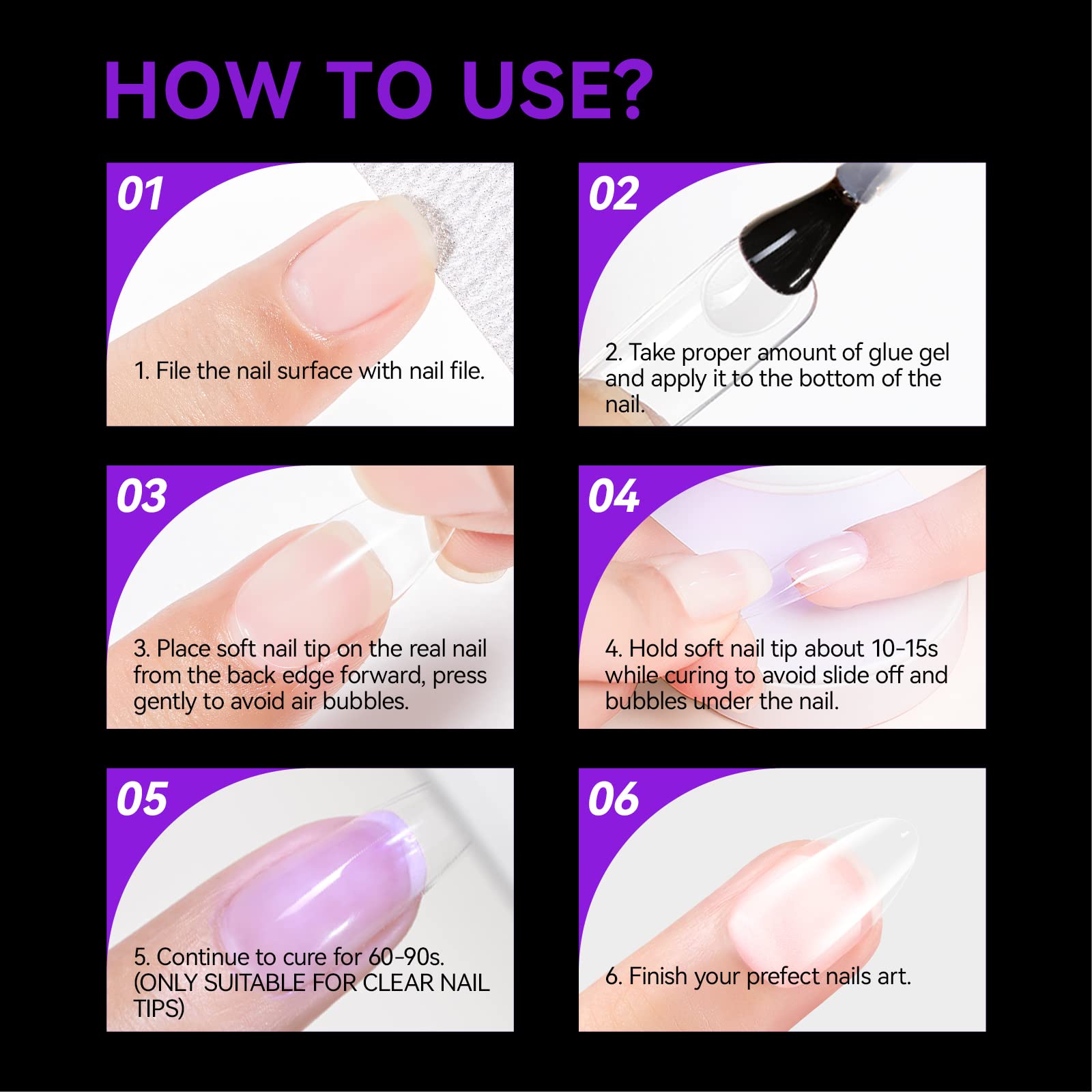 Soft Gel Nail Tips for DIY: 240Pcs 10Size Full Cover Set for All Nails