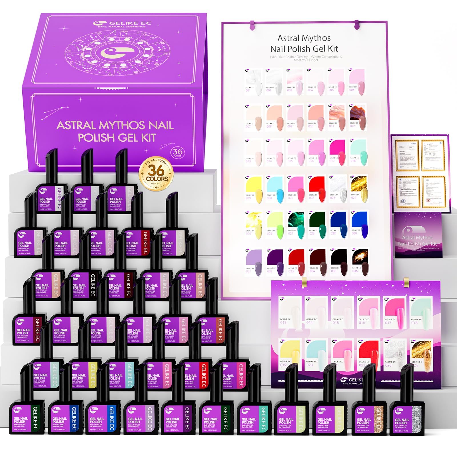 gelike ec Pro Gel Polish for Salon: 36 Colors Highly Pigmented Set
