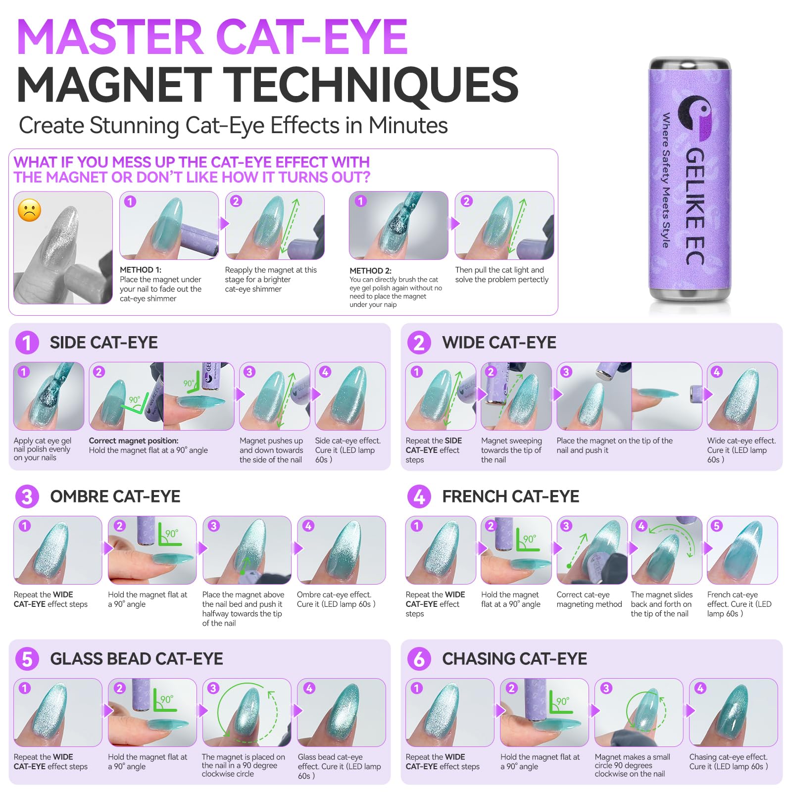 Cat Eye Gel Nail Polish Set: 1-Sec Strong Magnetic Response, Amazing Effect