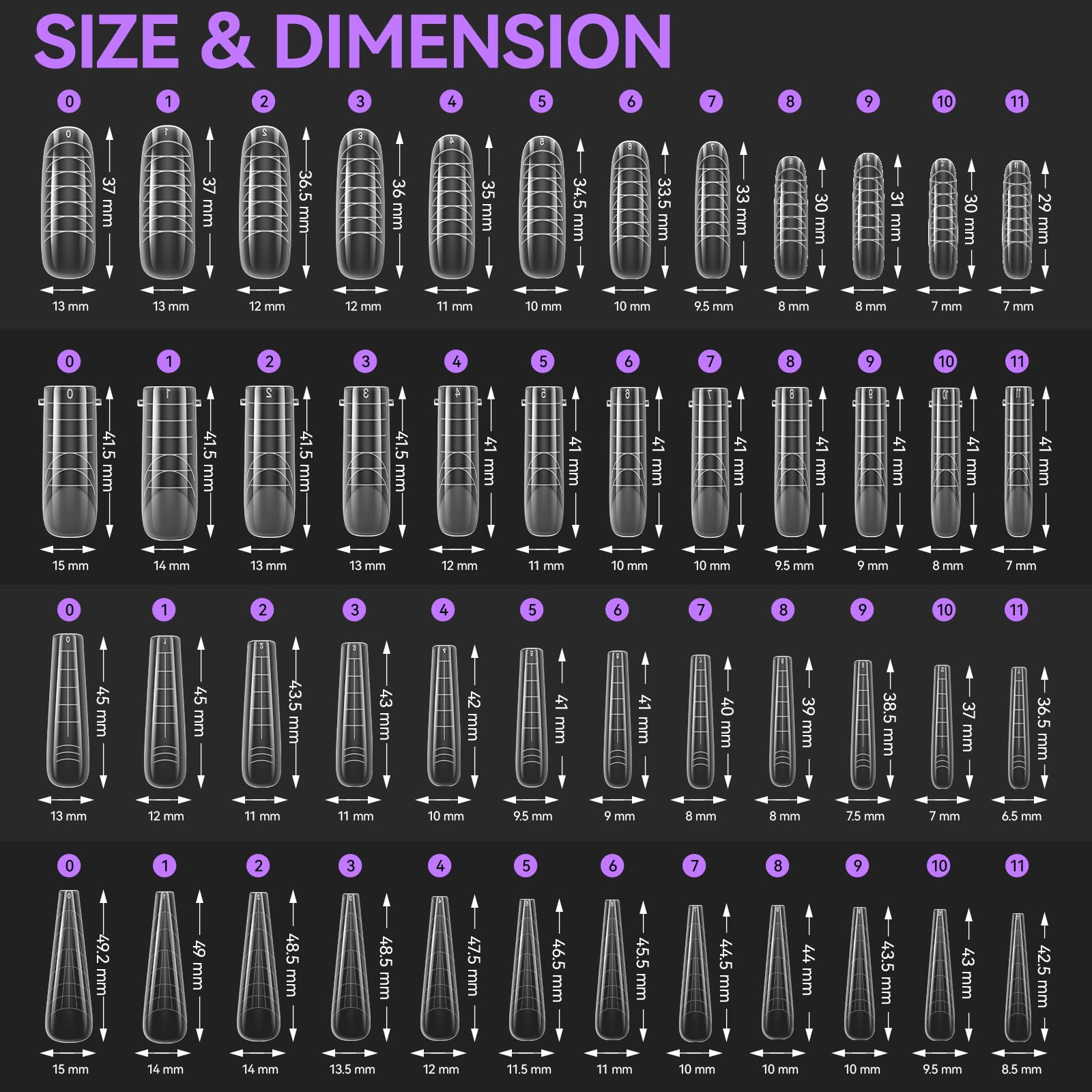 Gelike ec Poly Gel Nail Forms,4Style Easy Dual Forms for Nail Extension