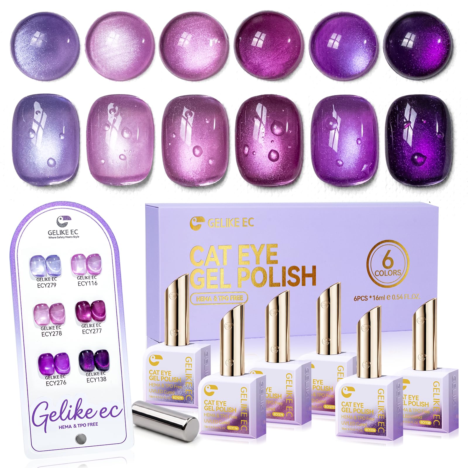 Strong Magnetic Effects Cat Eye Gel Nail Polish Kit, Easy Use in Seconds