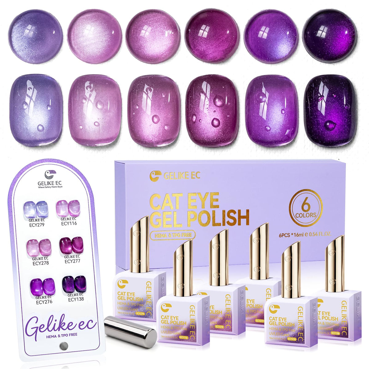 Strong Magnetic Effects Cat Eye Gel Nail Polish Kit, Easy Use in Seconds