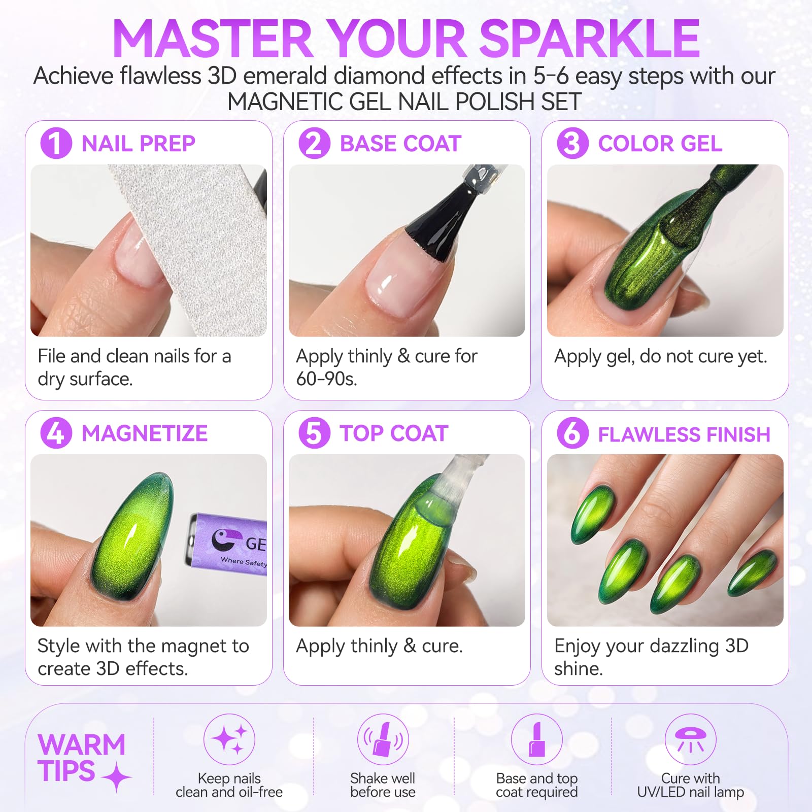 gelike ec Cat eye Gel Polish Set Green Colors Rich Shimmer for Nail Tech
