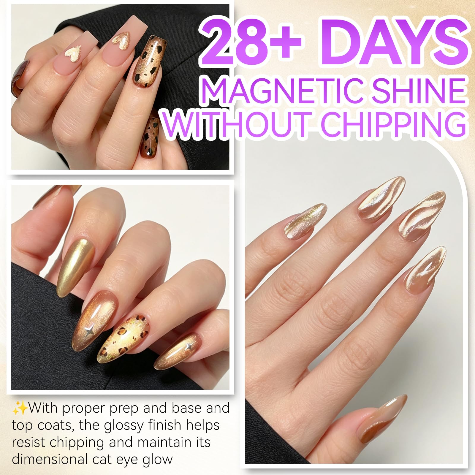 Mocha Amber Cat Eye Gel Polish Set,12 Pretty Fall Colors,Rich Shimmer,16ml