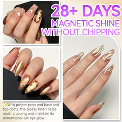 Mocha Amber Cat Eye Gel Polish Set,12 Pretty Fall Colors,Rich Shimmer,16ml