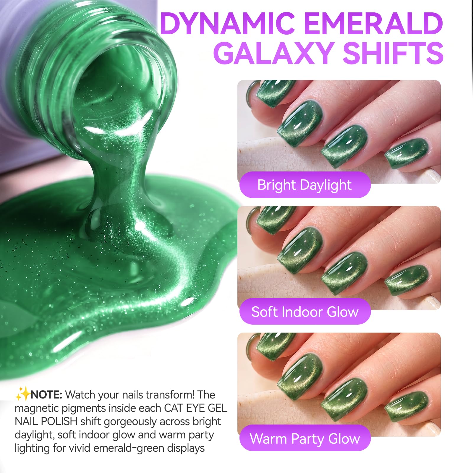gelike ec Cat eye Gel Polish Set Green Colors Rich Shimmer for Nail Tech