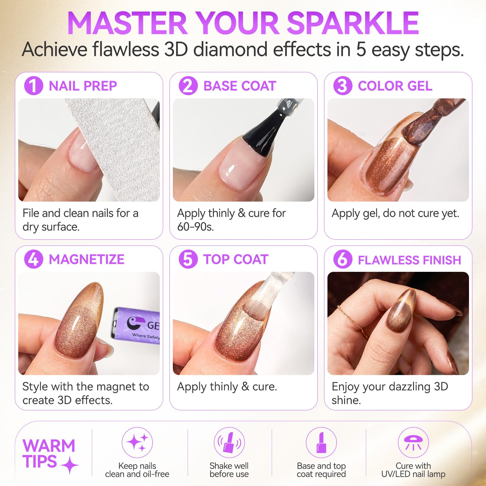 Mocha Amber Cat Eye Gel Polish Set,12 Pretty Fall Colors,Rich Shimmer,16ml