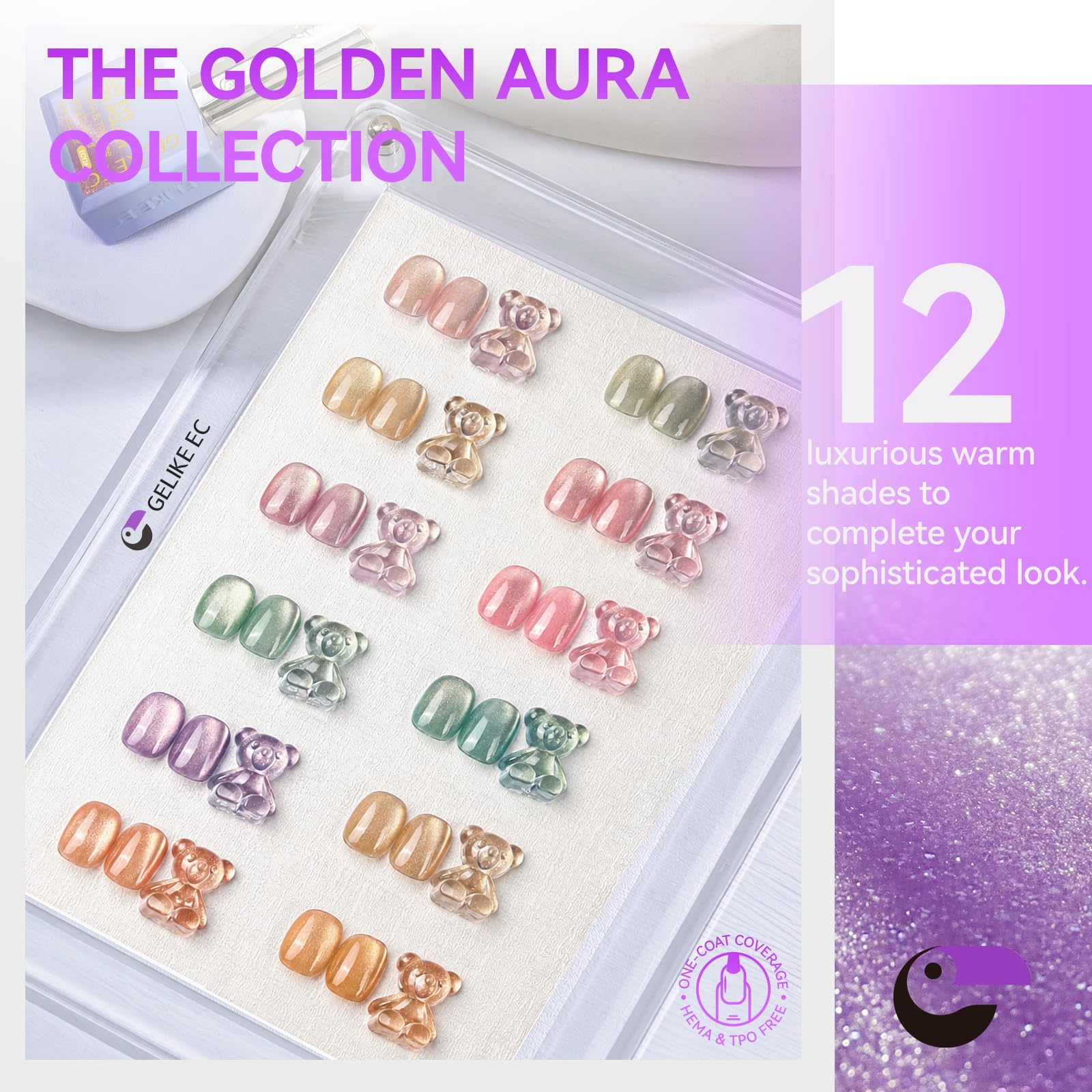 Cat Eye Gel Nail Polish Set: Highly Pigmented Color with 1-Coat Coverage