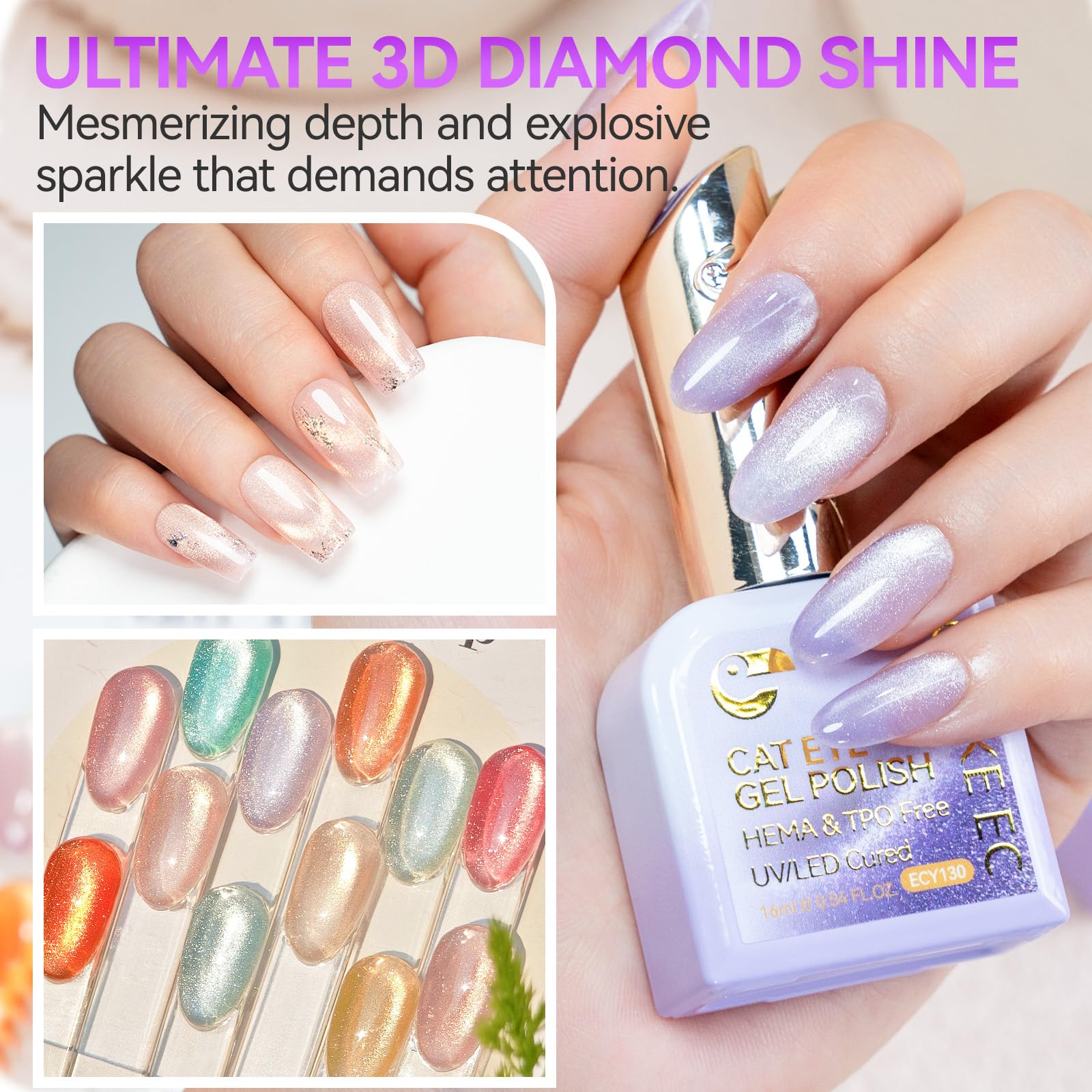 Cat Eye Gel Nail Polish Set: 1-Sec Strong Magnetic Response, Amazing Effect