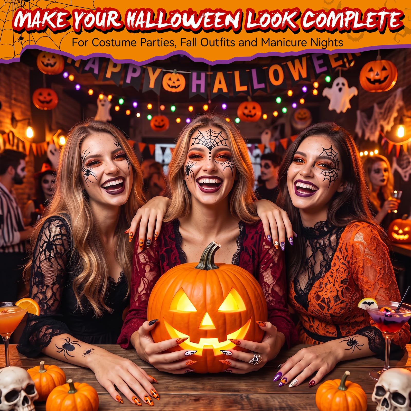 Gel Polish Set for Halloween-themed Box Spooky Nail Art Black Orange Purple