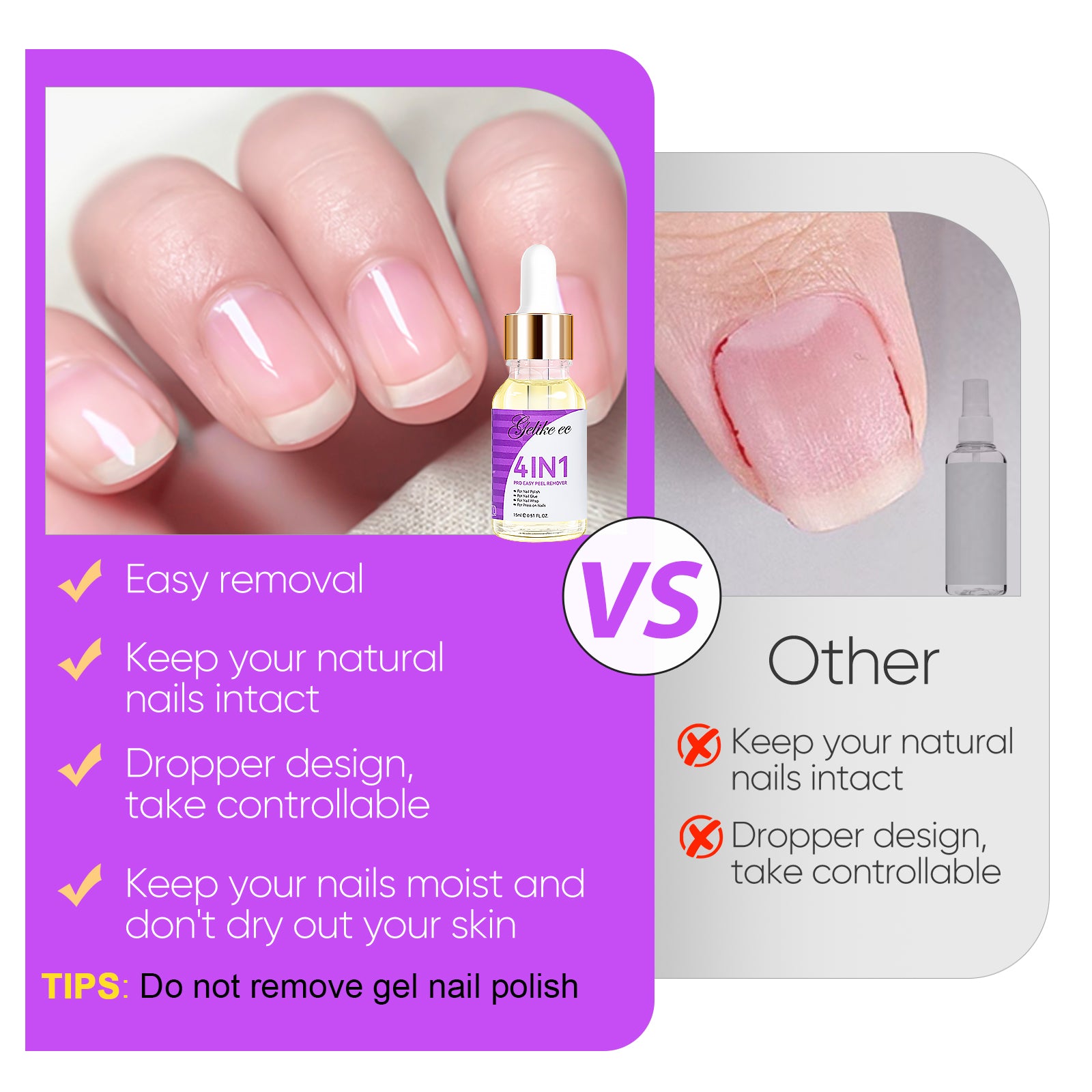 EC Nail Polish Remover Oil Gentle Removal of Gel Nail Strips & Press-ons